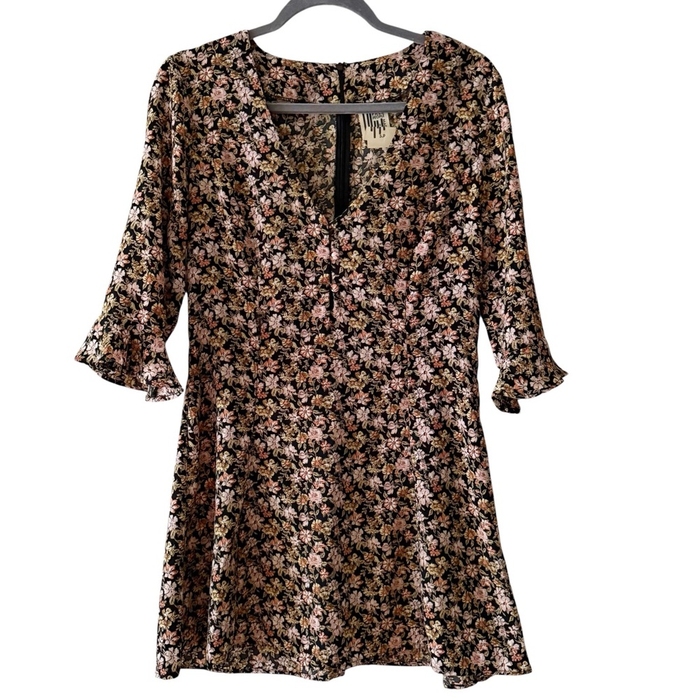 Vintage Free People Floral Mini Dress – Made in USA (Size Small) - Picture 2 of 7